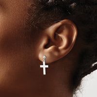 14k White Gold Polished Cross Earrings-K9990W