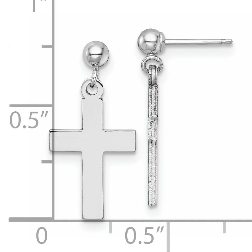 14k White Gold Polished Cross Earrings-K9990W