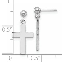 14k White Gold Polished Cross Earrings-K9990W