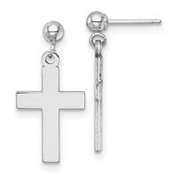 14k White Gold Polished Cross Earrings-K9990W