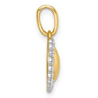 14k with White Rhodium Polished Domed Heart Charm-K9991