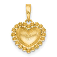 14k with White Rhodium Polished Domed Heart Charm-K9991