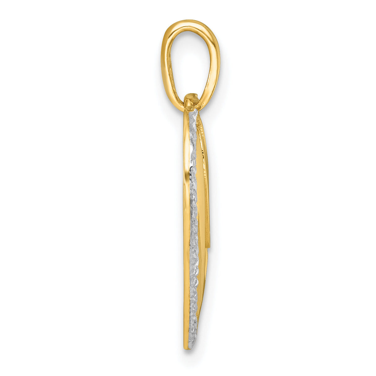 14k with White Rhodium Polished LOVE In Heart Charm-K9992