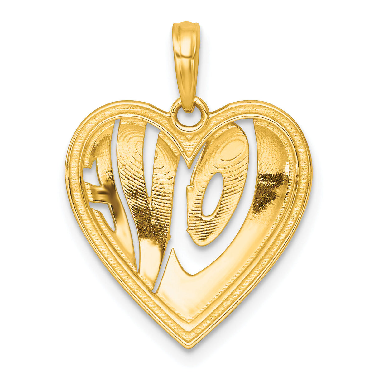 14k with White Rhodium Polished LOVE In Heart Charm-K9992