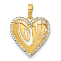 14k with White Rhodium Polished LOVE In Heart Charm-K9992