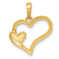 14k with White Rhodium Polished Heart Shape With Mini Heart Charm-K9994