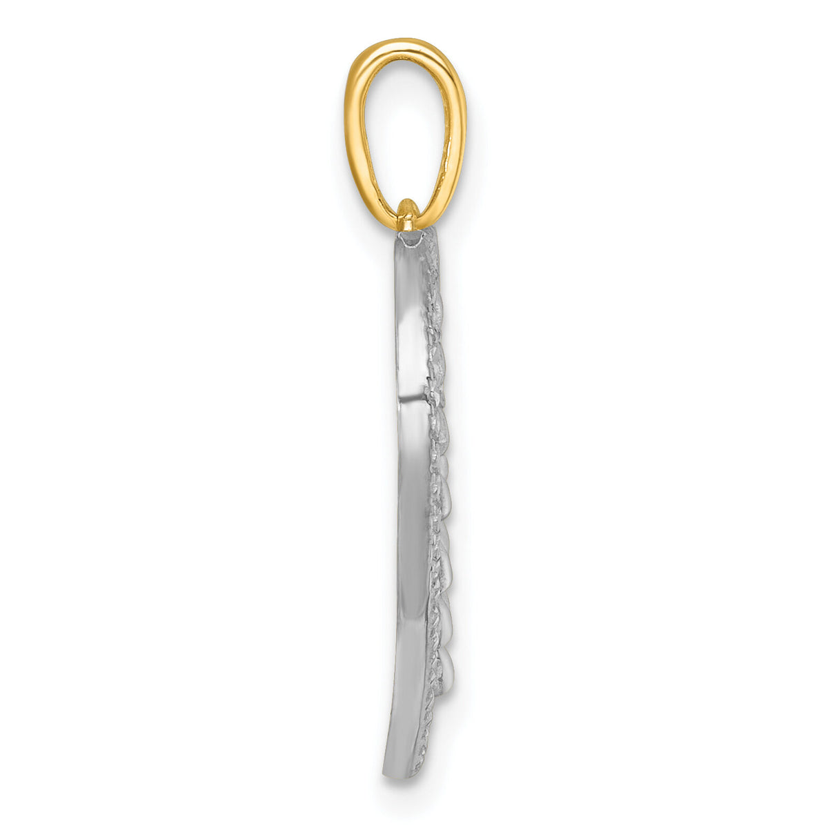 14k with White Rhodium Polished Fancy Heart Charm-K9996