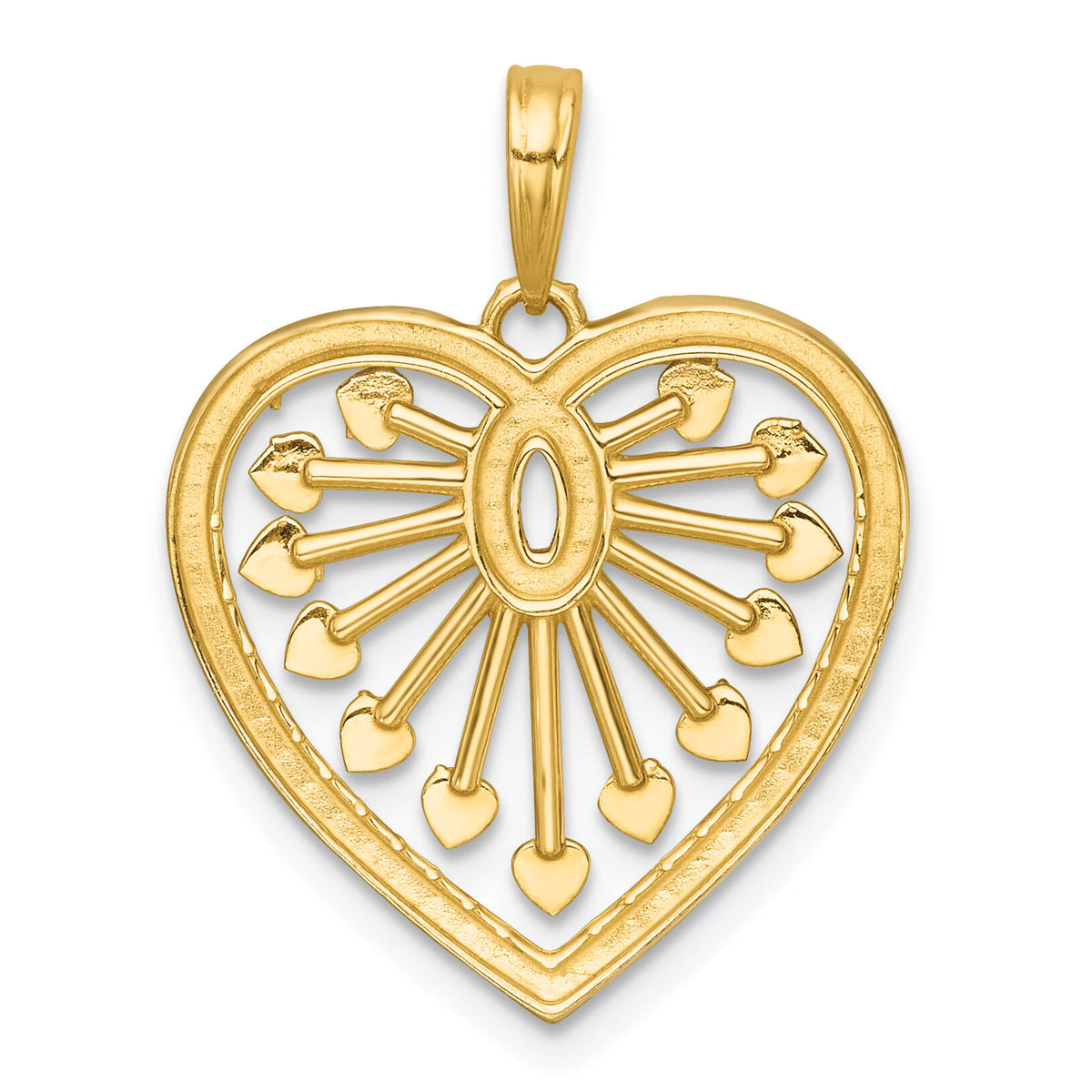14k with White Rhodium Polished Fancy Heart Charm-K9996