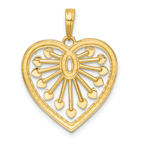 14k with White Rhodium Polished Fancy Heart Charm-K9996