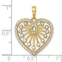 14k with White Rhodium Polished Fancy Heart Charm-K9996