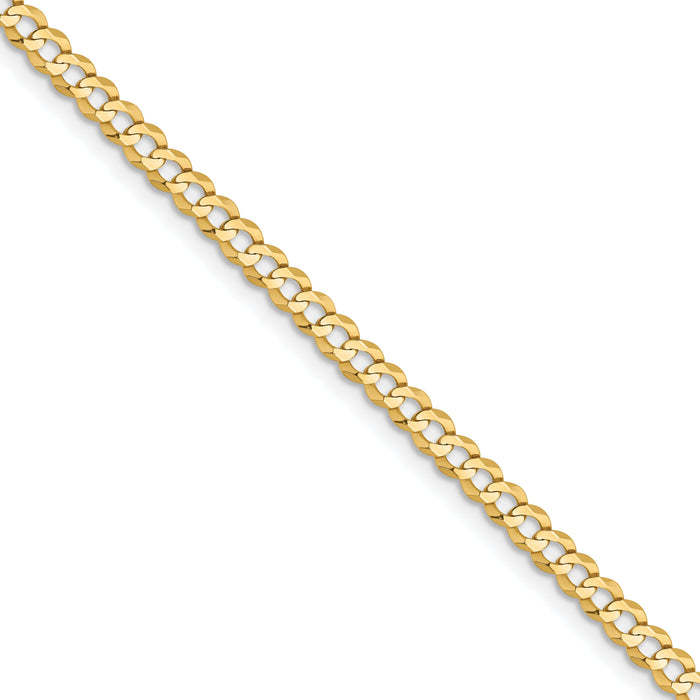 14k 3.1mm Lightweight Flat Cuban Chain (100 inch Spool)-LCB080-100
