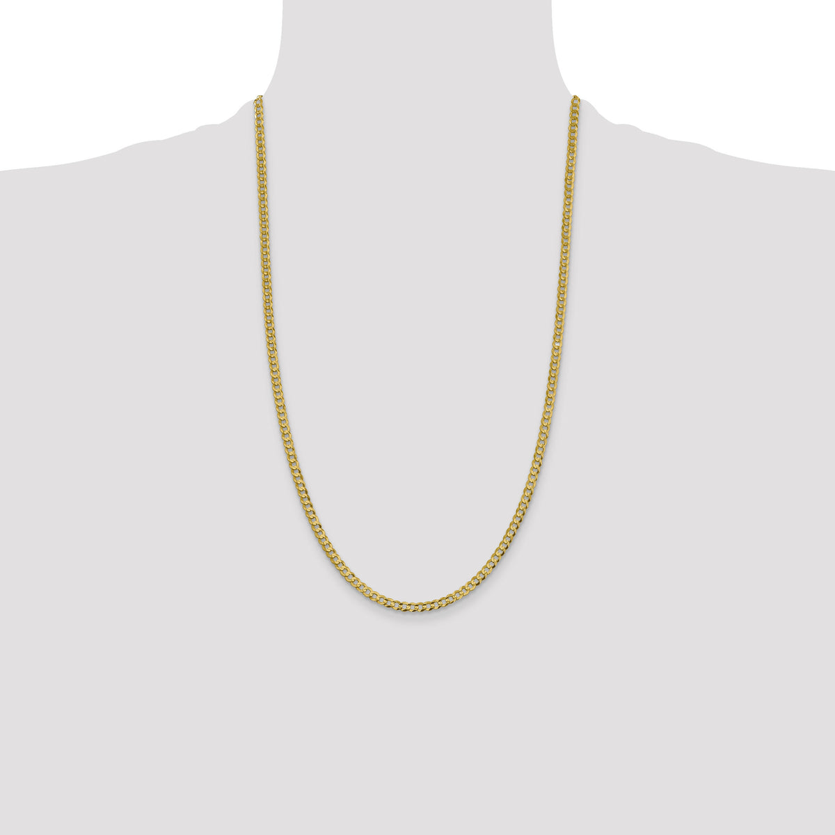 14k 3.7mm Lightweight Flat Cuban Chain-LCB100-26