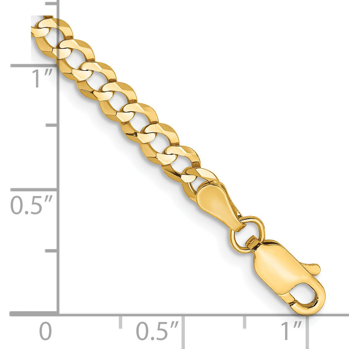 14k 3.7mm Lightweight Flat Cuban Chain-LCB100-8