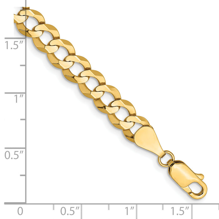 14k 7.2mm Lightweight Flat Cuban Chain-LCB180-7