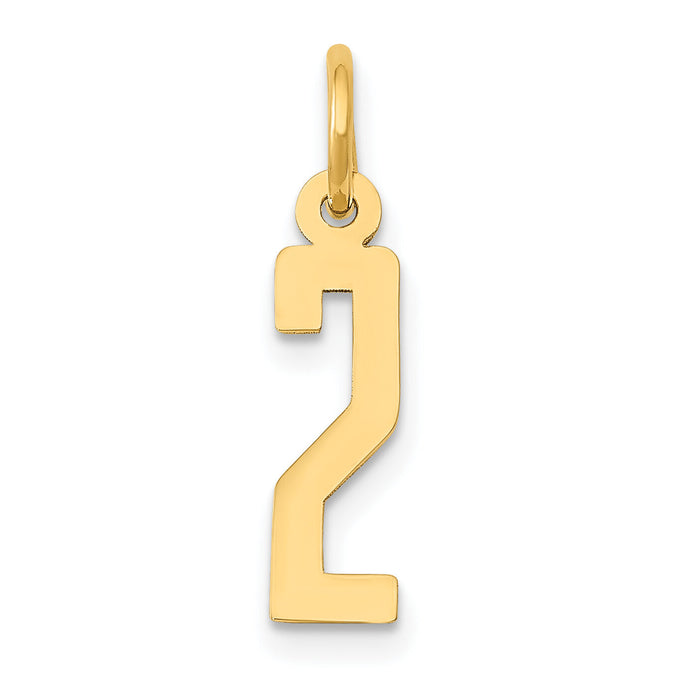 14k Small Elongated Number 2 Charm-LES02