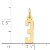 14k Small Elongated Number 3 Charm-LES03