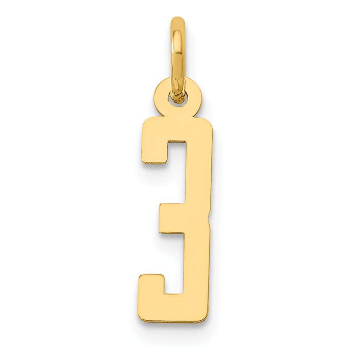 14k Small Elongated Number 3 Charm-LES03