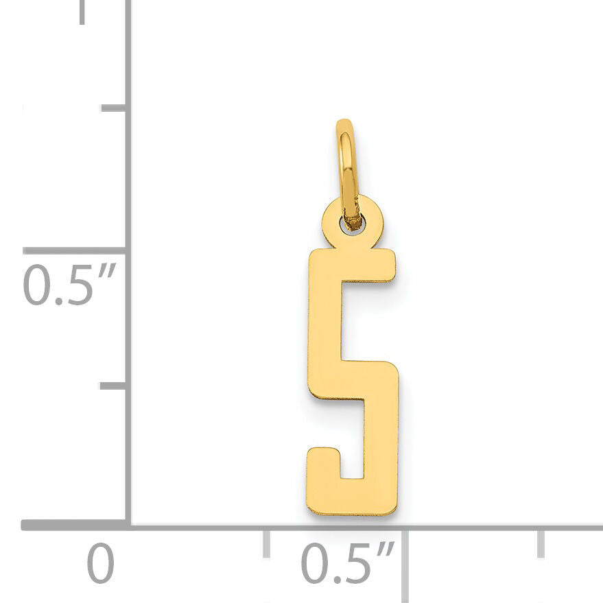 14k Small Elongated Number 5 Charm-LES05
