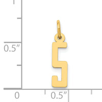 14k Small Elongated Number 5 Charm-LES05