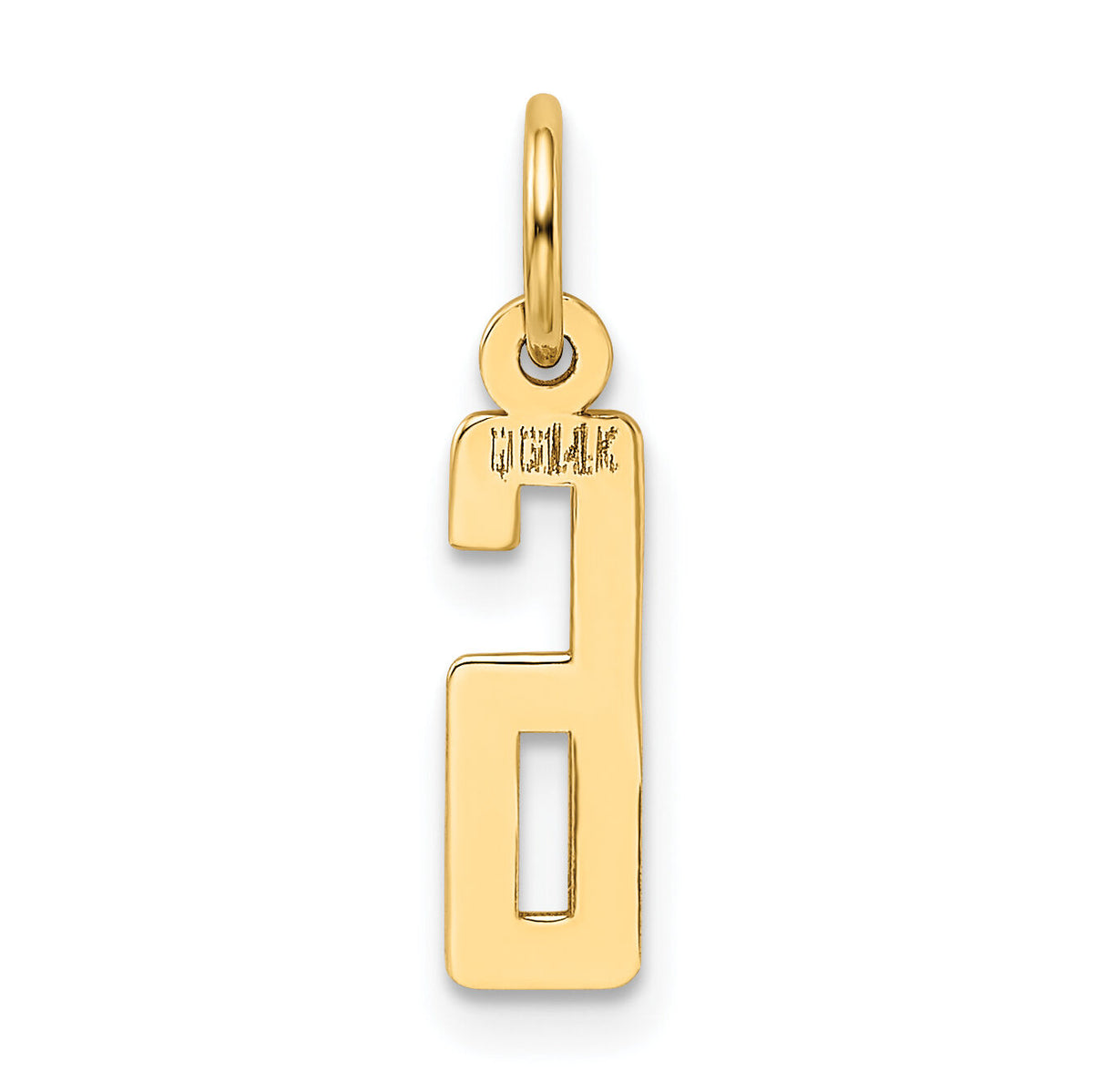 14k Small Elongated Number 6 Charm-LES06