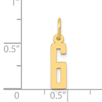 14k Small Elongated Number 6 Charm-LES06