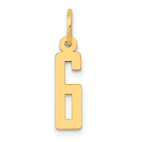 14k Small Elongated Number 6 Charm-LES06