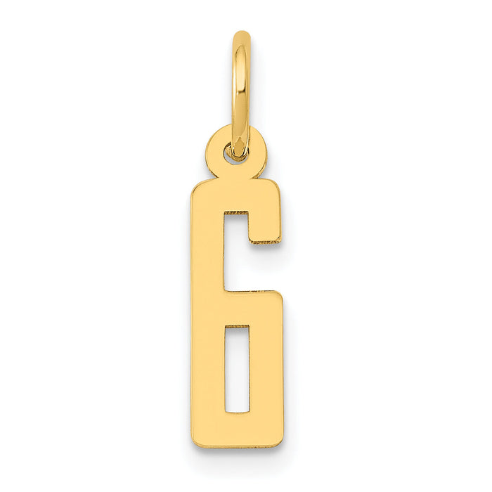 14k Small Elongated Number 6 Charm-LES06
