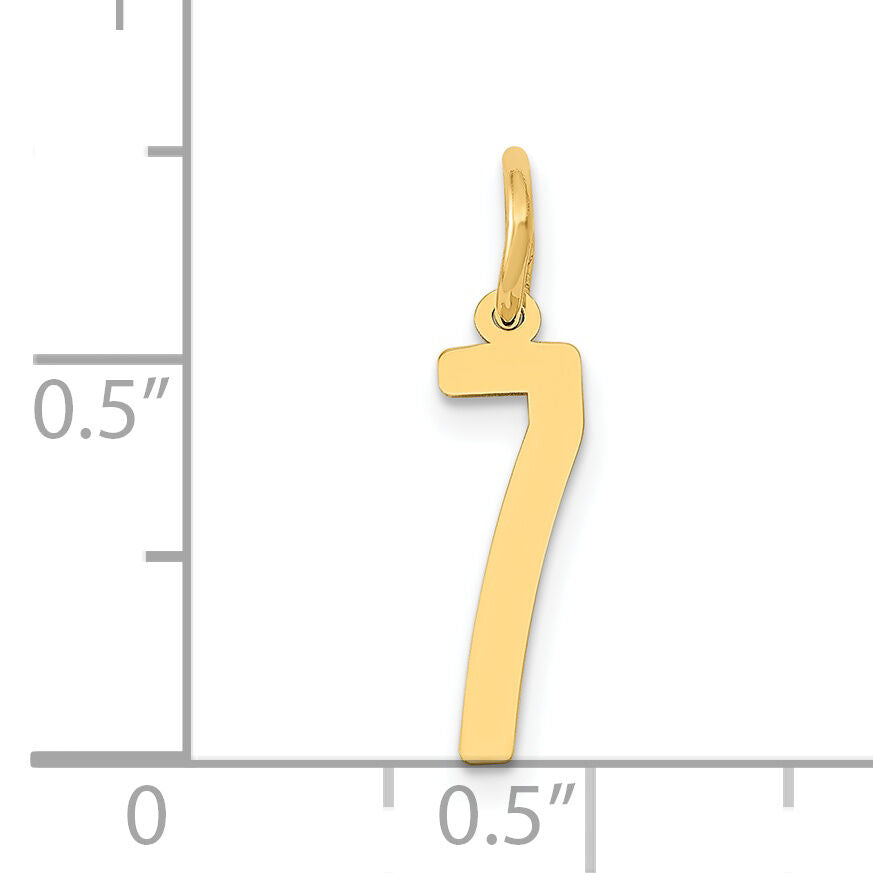 14k Small Elongated Number 7 Charm-LES07