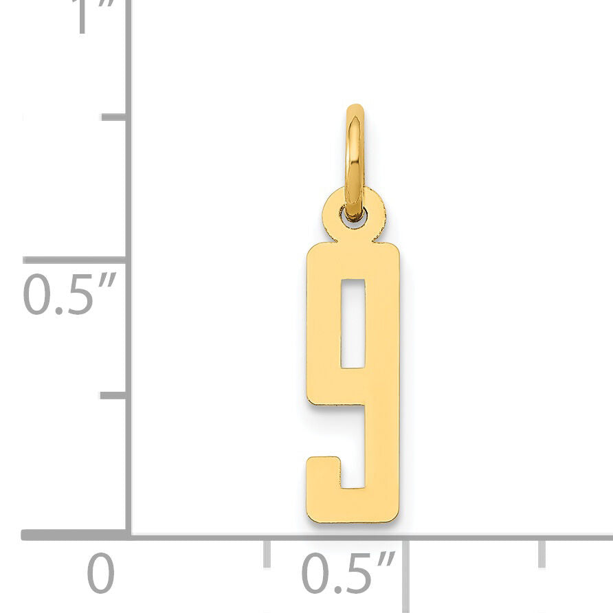 14k Small Elongated Number 9 Charm-LES09