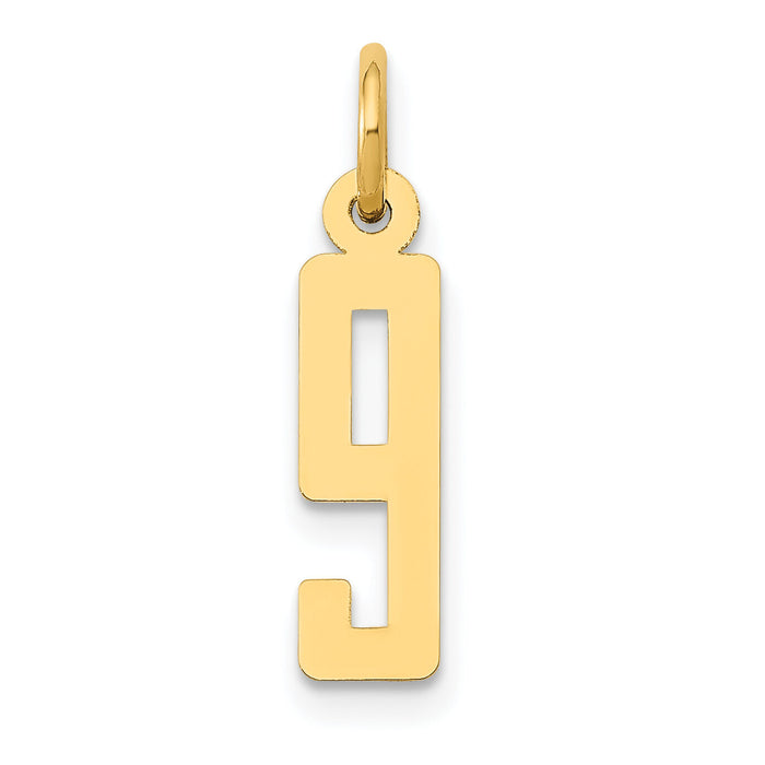 14k Small Elongated Number 9 Charm-LES09