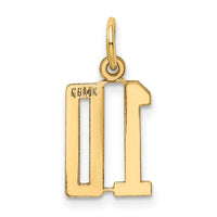14k Small Elongated Number 10 Charm-LES10