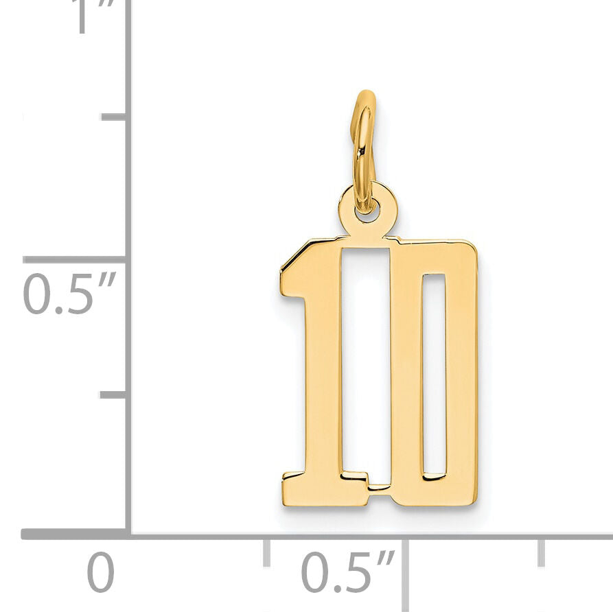 14k Small Elongated Number 10 Charm-LES10