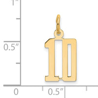 14k Small Elongated Number 10 Charm-LES10
