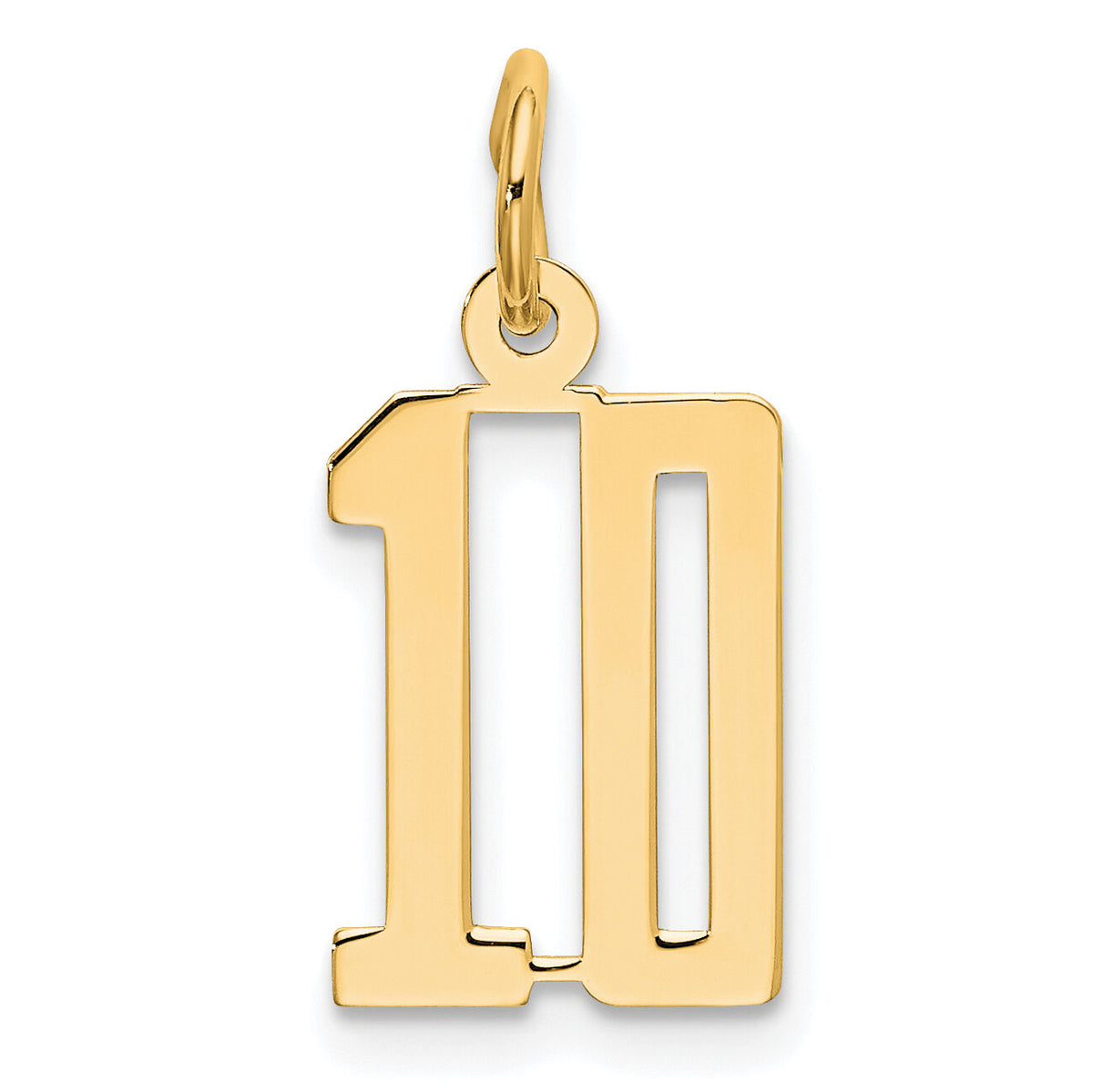 14k Small Elongated Number 10 Charm-LES10