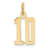 14k Small Elongated Number 10 Charm-LES10