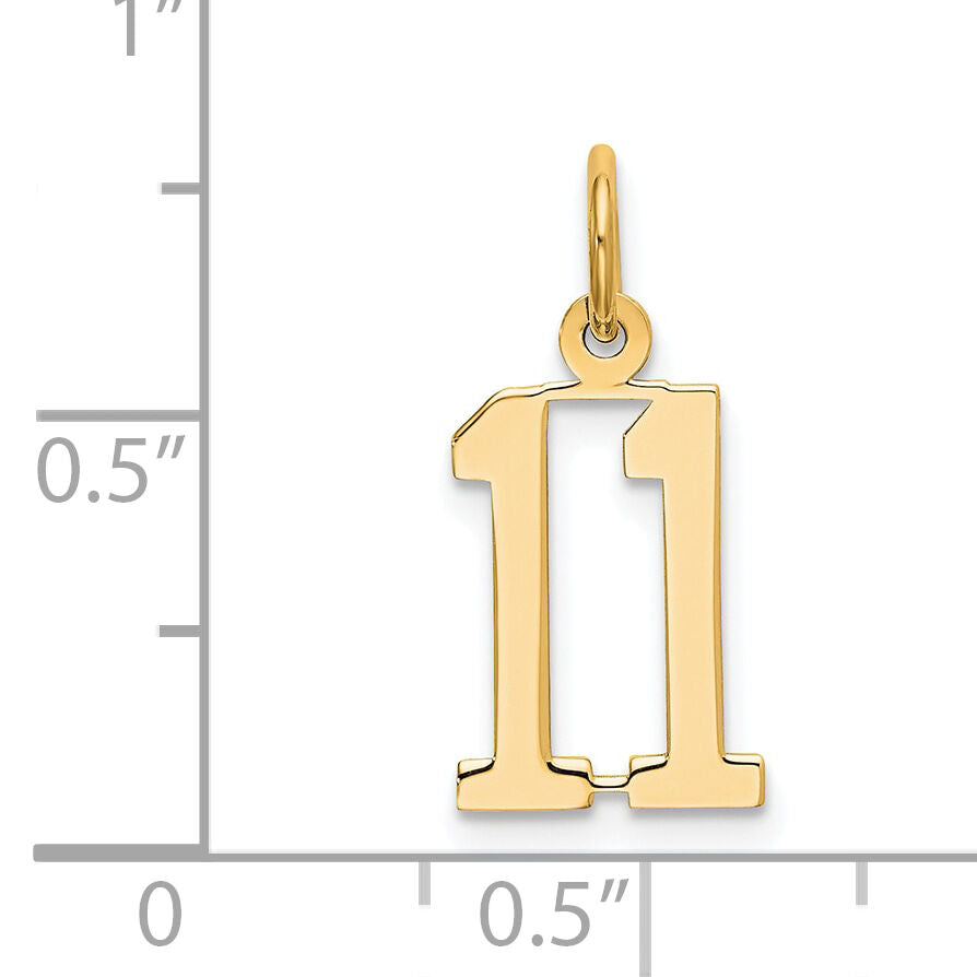 14k Small Elongated Number 11 Charm-LES11