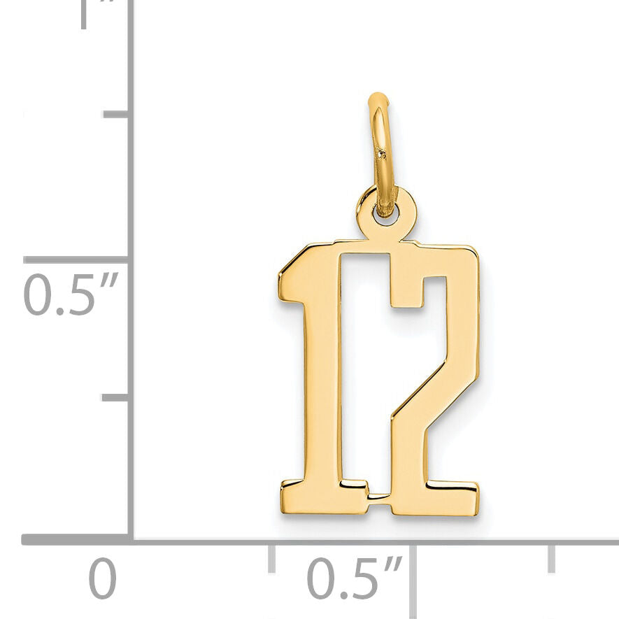 14k Small Elongated Number 12 Charm-LES12