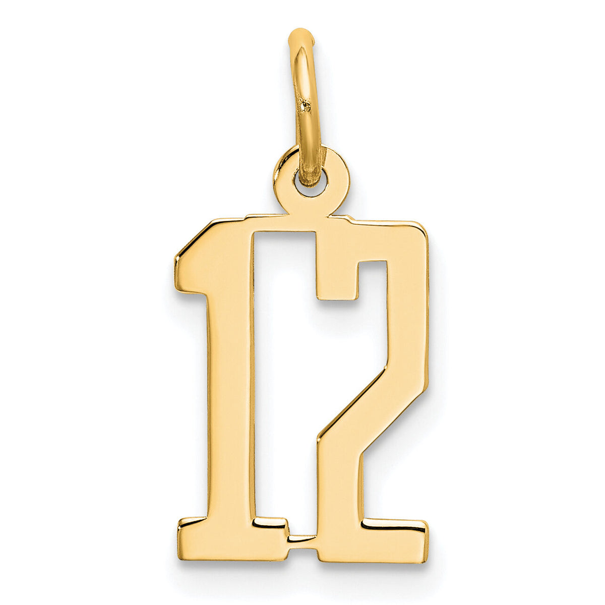 14k Small Elongated Number 12 Charm-LES12
