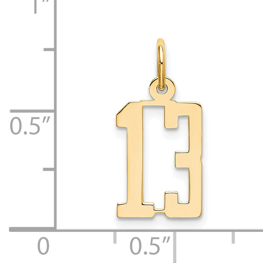 14k Small Elongated Number 13 Charm-LES13