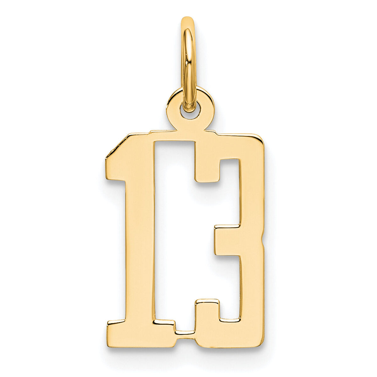 14k Small Elongated Number 13 Charm-LES13