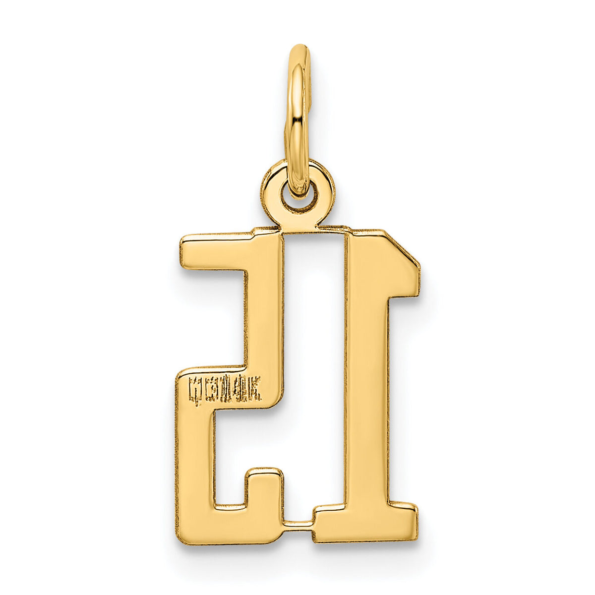 14k Small Elongated Number 15 Charm-LES15
