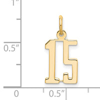 14k Small Elongated Number 15 Charm-LES15