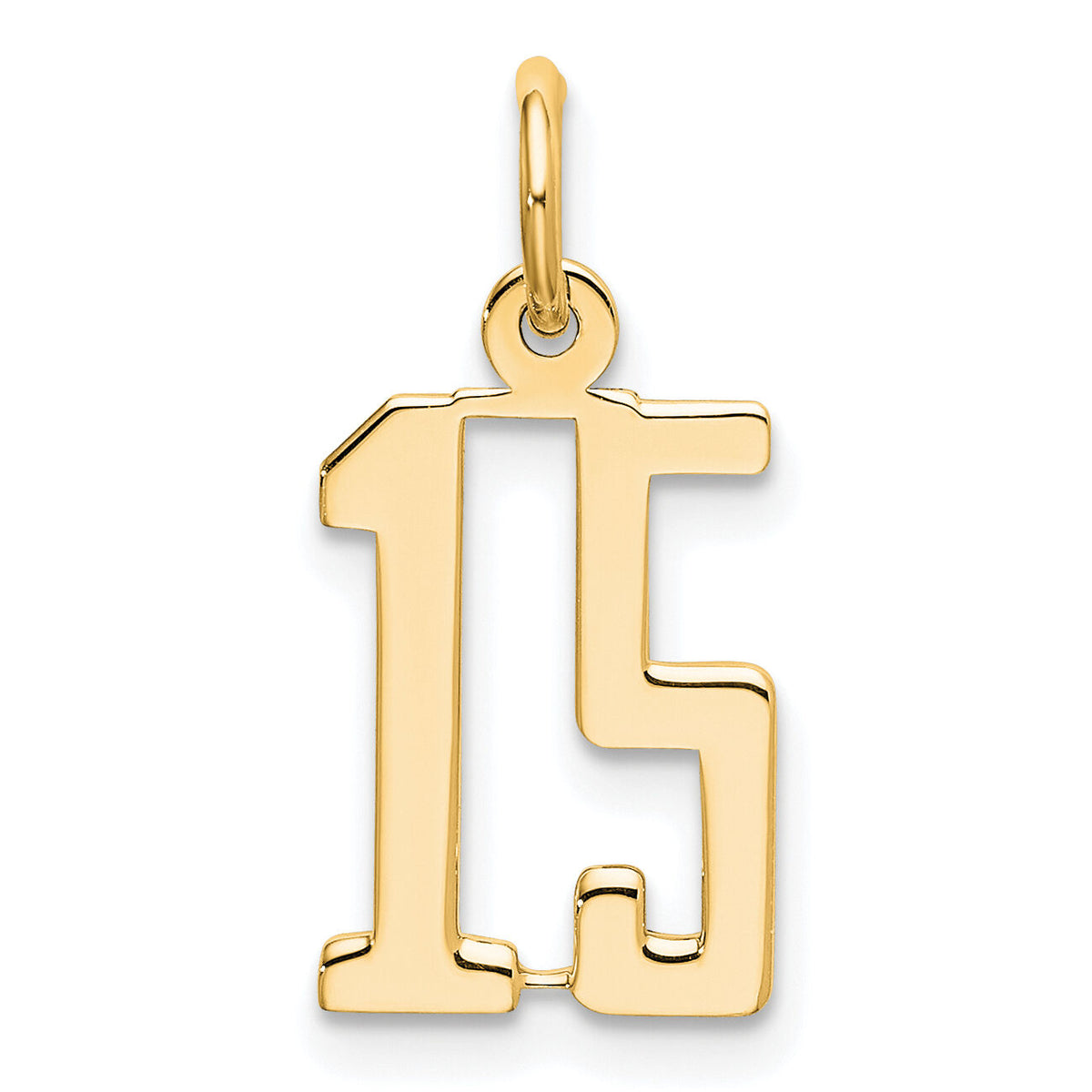 14k White Gold Small Elongated Number 15 Charm-LES15W