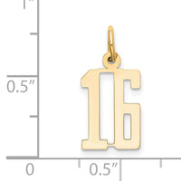 14k Small Elongated Number 16 Charm-LES16