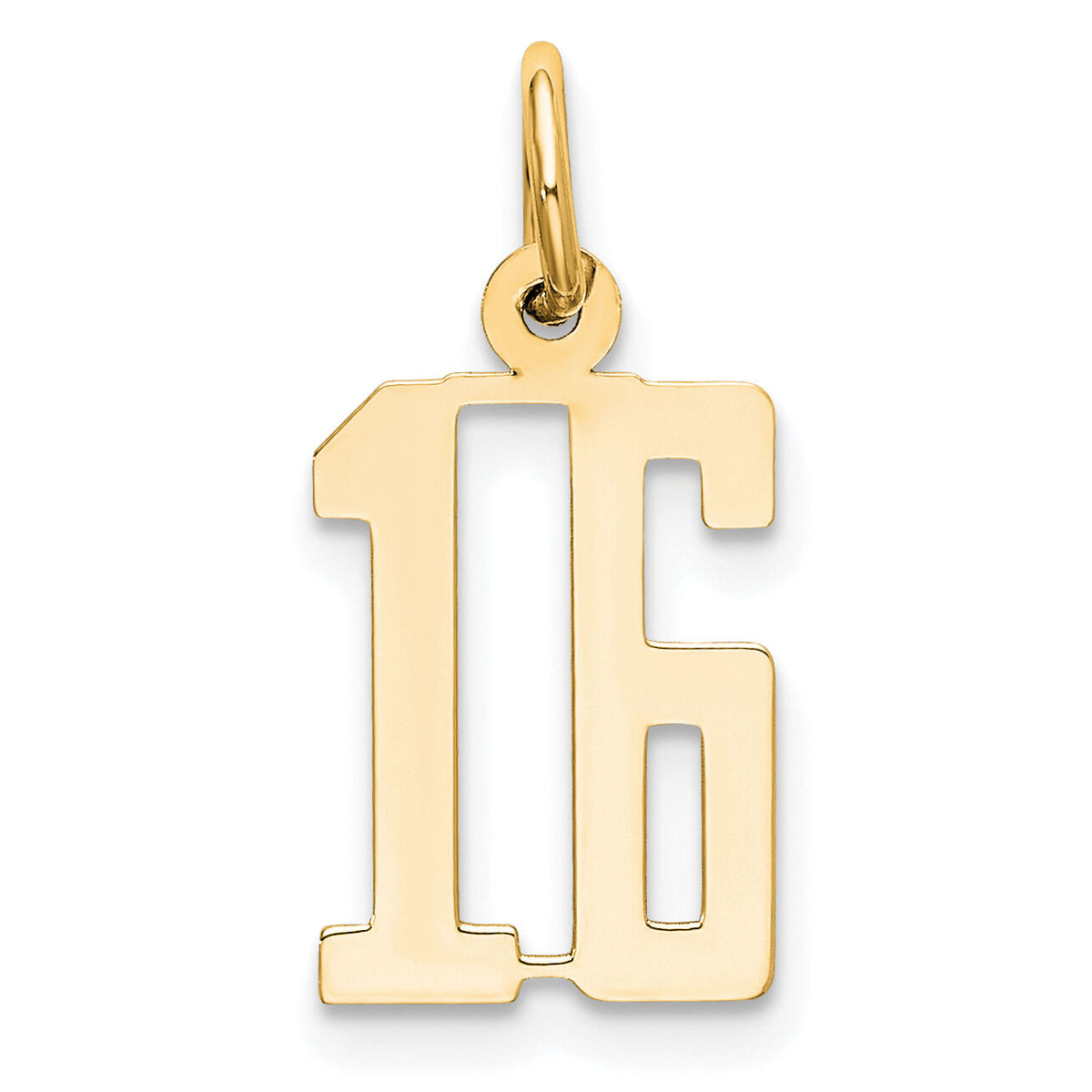 14k Small Elongated Number 16 Charm-LES16