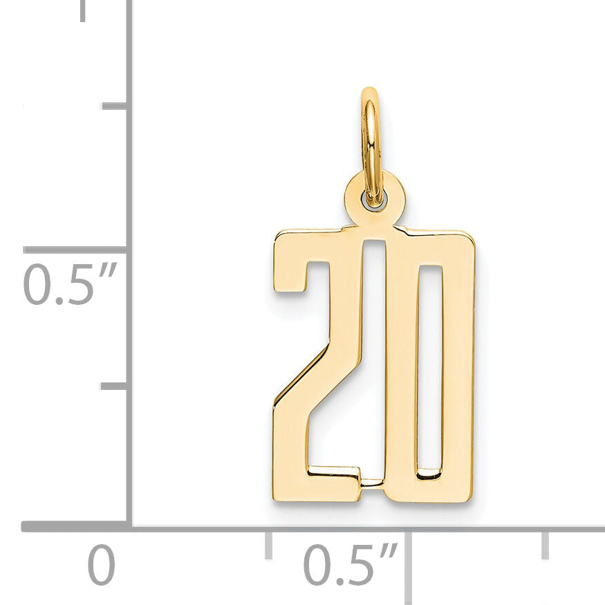 14k Small Elongated Number 20 Charm-LES20