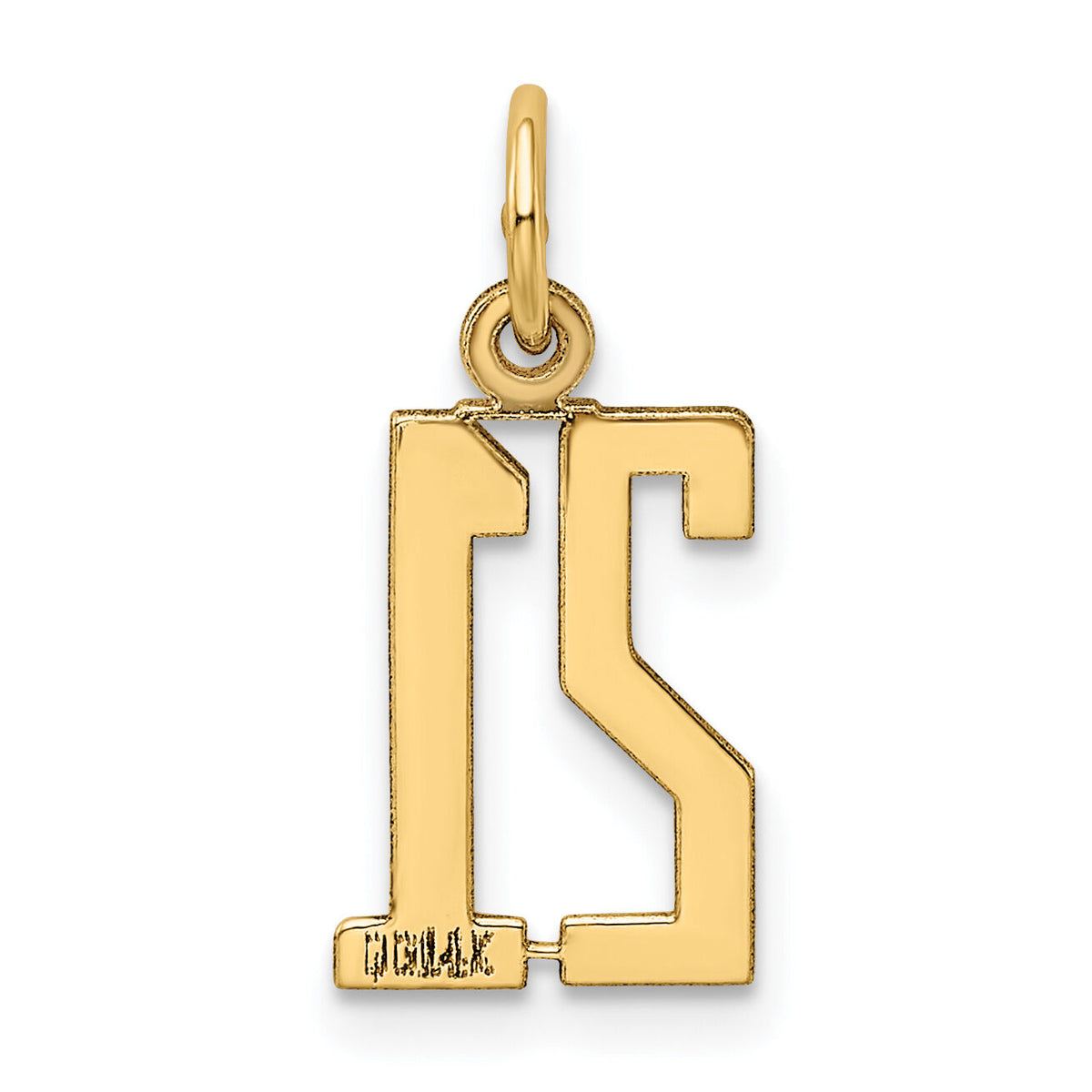 14k Small Elongated Number 21 Charm-LES21