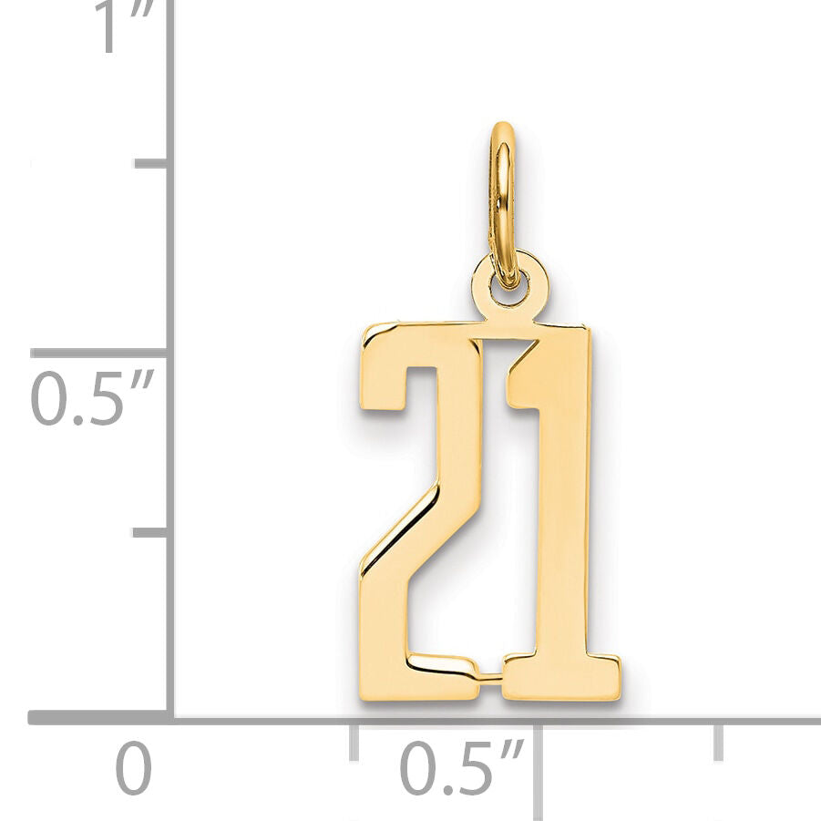 14k Small Elongated Number 21 Charm-LES21