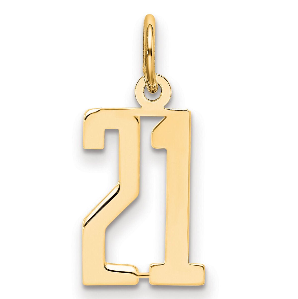 14k Small Elongated Number 21 Charm-LES21
