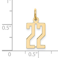 14k Small Elongated Number 22 Charm-LES22